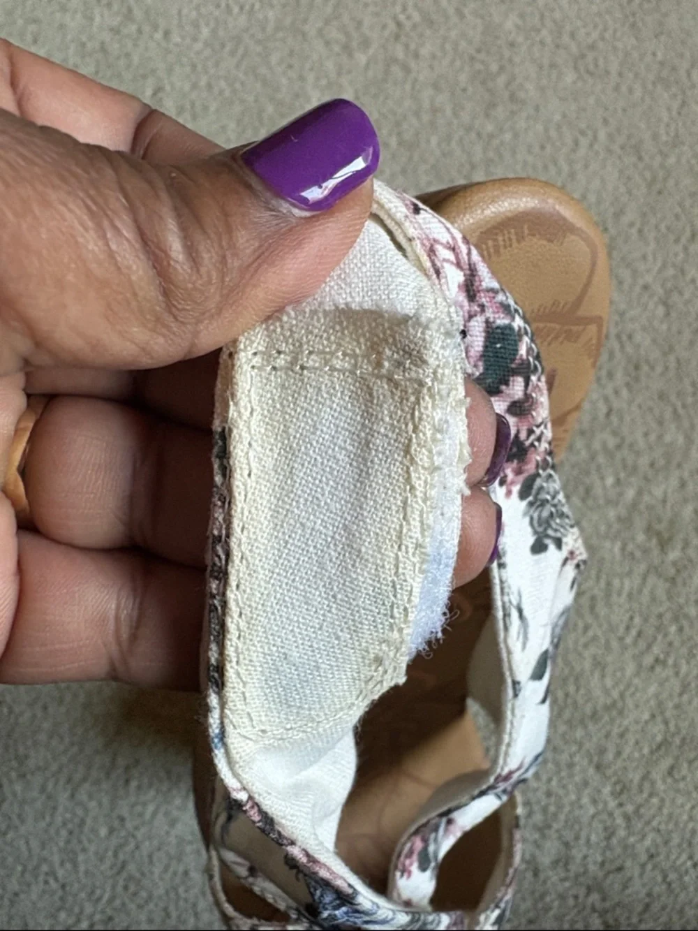 Floral Knot Cork Wedge Sandals - White Floral